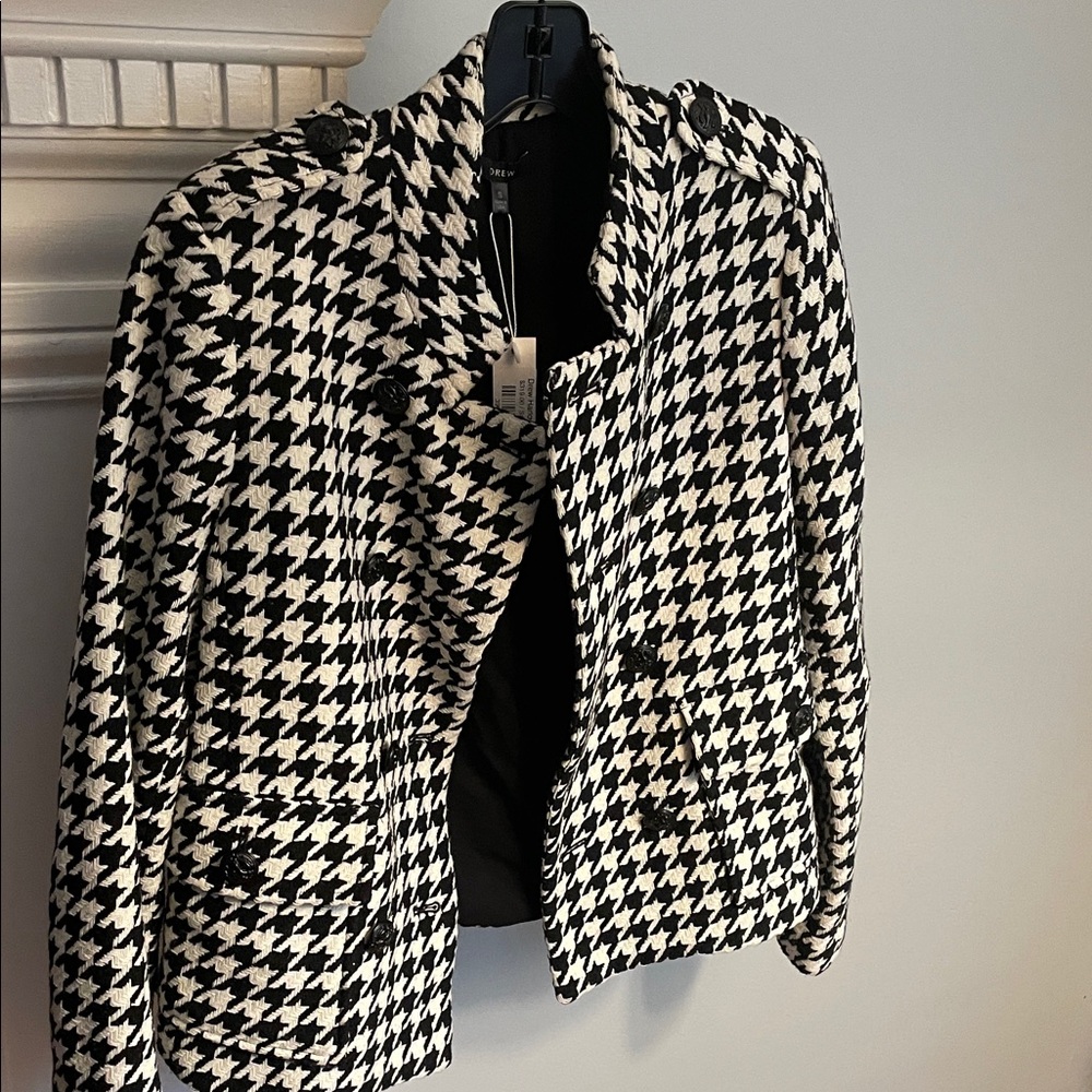 DREW Black and White Houndstooth Blazer, made in USA